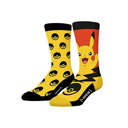 Socken Herren Pokemon, Sportsocken Herren, Pikachu, Atmungsaktiv, Gelb Rot, 39/42 von Capslab