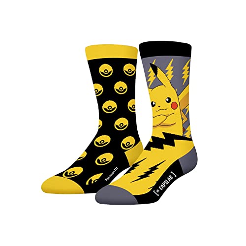 Sportsocken Herren Pokemon, Socken Herren, Pikachu, Langlebig, Gelb/Schwarz/Grau, 43/46 von Capslab