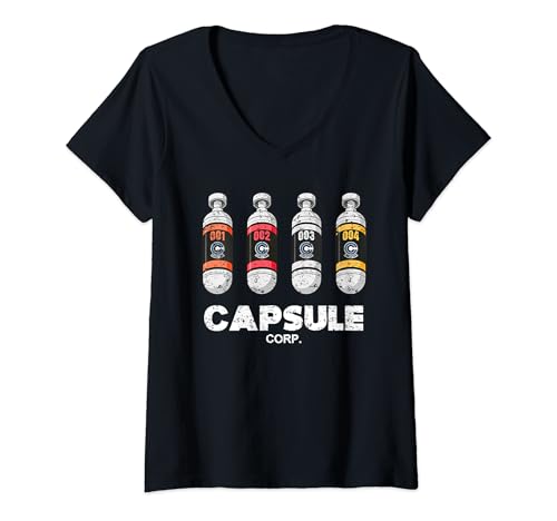 Damen Capsule Corp für Geek und Otaku Fans von Anime und Manga 90s T-Shirt mit V-Ausschnitt von Capsule Corp pour Geek fan d'Animé et Manga