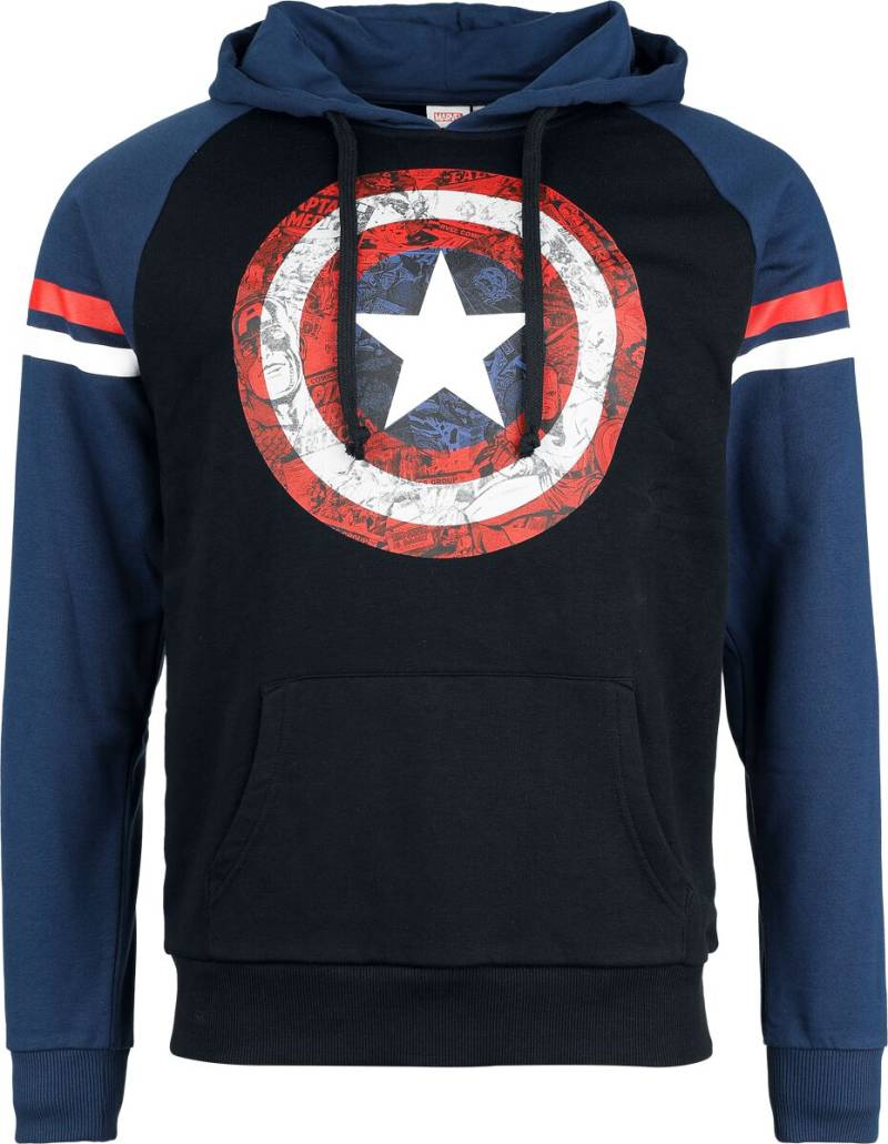 Captain America Comic Shield Kapuzenpullover schwarz blau in XXL von Captain America