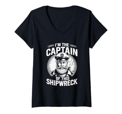 Damen Nautischer Humor Ship Boat Captain Shipwreck T-Shirt mit V-Ausschnitt Damen Nautischer Humor Ship Boat Captain Shipwreck T-Shirt mit V-Ausschnitt von Captain Shipwreck Graphics