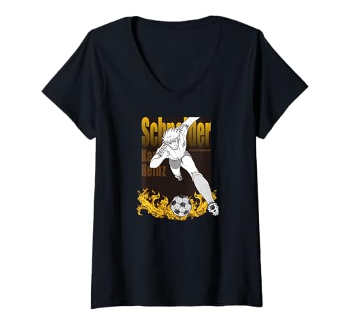 Damen Captain Tsubasa Karl-Heinz Schneider (C) Yoichi Takahashi T-Shirt mit V-Ausschnitt von Captain TSUBASA