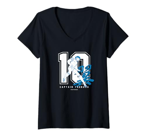 Damen Captain Tsubasa Tsubasa Ozora(Nummer 10) (C) Yoichi Takahashi T-Shirt mit V-Ausschnitt von Captain TSUBASA