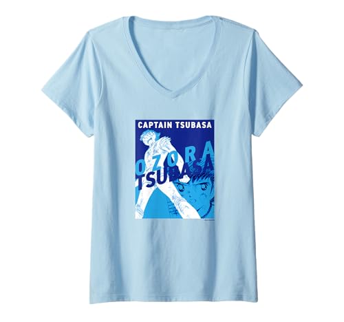 Damen Captain Tsubasa Tsubasa Ozora (Go Go Nankatsu V3) T-Shirt mit V-Ausschnitt von Captain TSUBASA