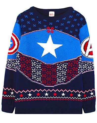 Captain America Marvel Weihnachtspullover Schild Blau/Rot Strickpullover von Marvel