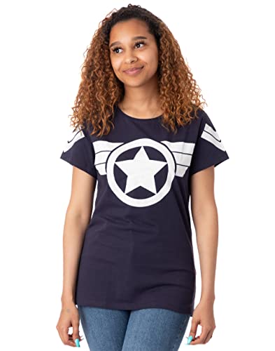 Captain America Super Soldier Frauen-Marine-Weiß-T-Shirt von Marvel