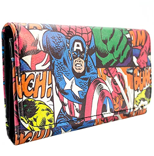 Captain America Marvel Retro-Abgenutztes Comic Portemonnaie/Geldbörse Tri-Fold mit Münzfach & Kartenhalter, Rot von CAPTAIN AMERICA