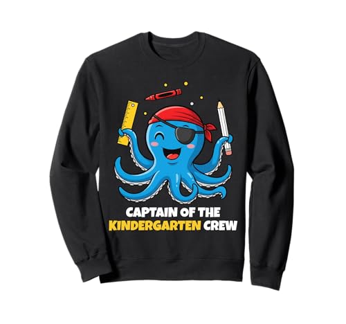 Niedlicher Oktopus-Piraten-Kindergarten Jungen Kinder Schulanfang Sweatshirt Niedlicher Oktopus-Piraten-Kindergarten Jungen Kinder Schulanfang Sweatshirt von Captain of the Kindergarten Crew First Day Of