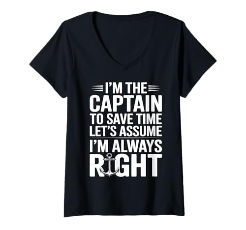 Damen Lustiger Kapitän, ich Habe Immer Recht, nautisch T-Shirt mit V-Ausschnitt Damen Lustiger Kapitän, ich Habe Immer Recht, nautisch T-Shirt mit V-Ausschnitt von Captain's Humor Apparel