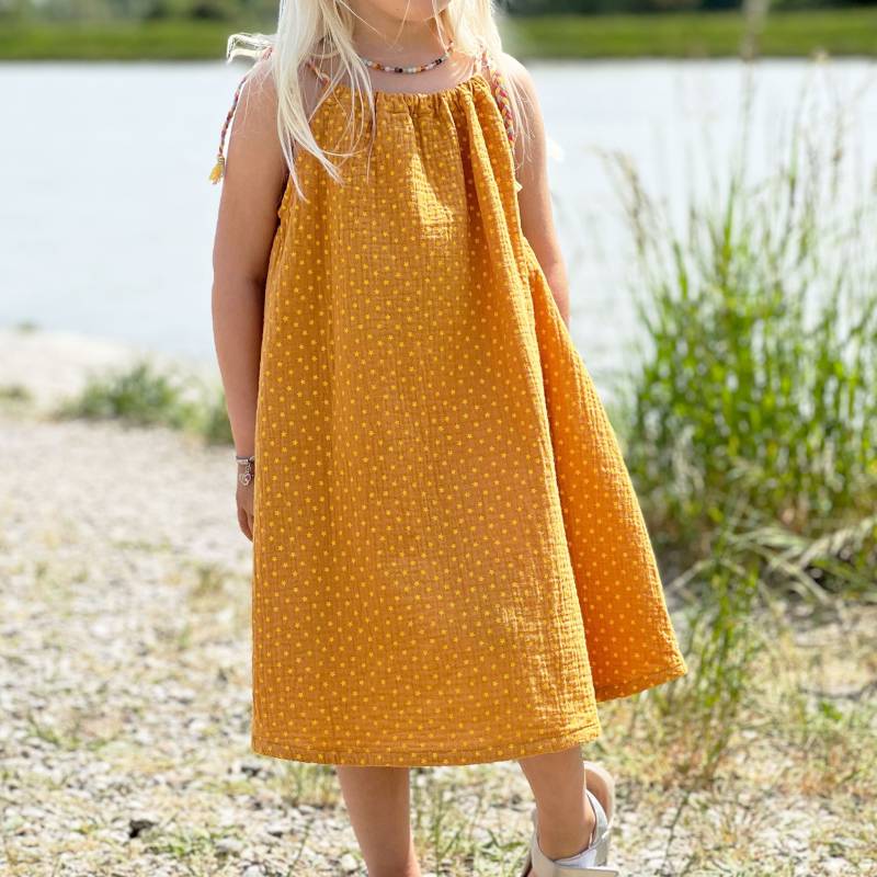 Sommerkleid Für Mädchen | Handgearbeitet Leichtes Hängerchen Musselin-Kleid Luftig-Leicht Größenvariabel Durch Verstellbare Träger von CaptainSandfuss