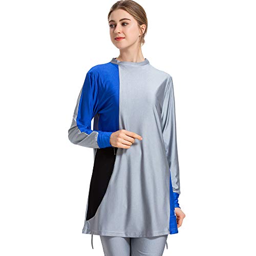 CaptainSwim Muslimische Bademode für Frauen Bescheidene vollständige Abdeckung Burkini islamischer Hijab Badeanzug (2XL, Grau) von CaptainSwim