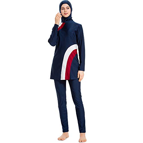 CaptainSwim Muslimische Badebekleidung für Frauen Mädchen Vollständige Abdeckung Burkini Badeanzug Set Islamischer Hijab (DE/NL/SE/PL, Alphanumerisch, 5XL, Regular, Regular, Schlanke Mädels, Blau) von CaptainSwim