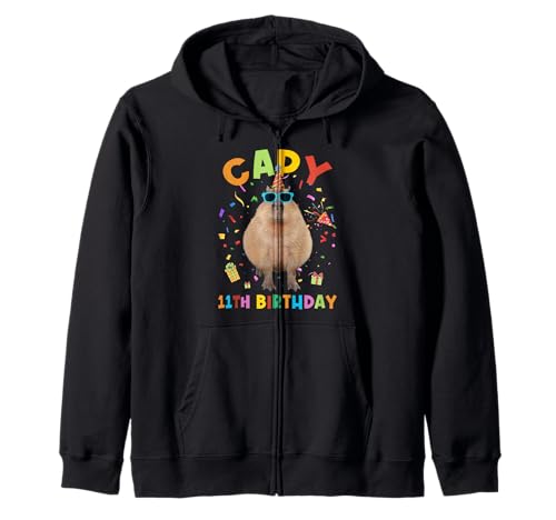 Capy zum 11. Geburtstag Lustiges Capybara-Geburtstagstier für Jungen und Mädchen Kapuzenjacke von Capy Birthday Funny Capybara Animals Boys Girls