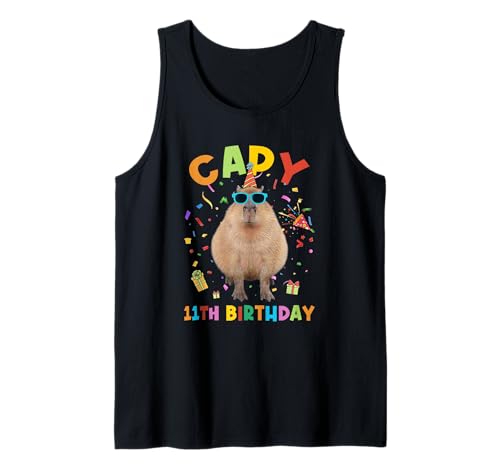 Capy zum 11. Geburtstag Lustiges Capybara-Geburtstagstier für Jungen und Mädchen Tank Top von Capy Birthday Funny Capybara Animals Boys Girls