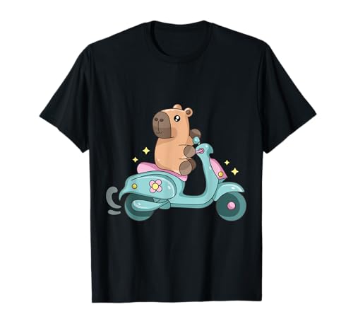 Capybara Driving Moped im Retro-Look, lustiges Roller-Design, für Damen und Mädchen T-Shirt Capybara Driving Moped im Retro-Look, lustiges Roller-Design, für Damen und Mädchen T-Shirt von Capy Capivara Retro Scooter Moto Biker Rider