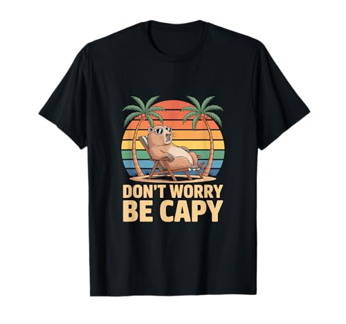 Don't Worry Be Capy Funny Capybara Retro für Herren, Jungen, Kinder, Damen T-Shirt Don't Worry Be Capy Funny Capybara Retro für Herren, Jungen, Kinder, Damen T-Shirt von Capy Lover Retro Sunset Capybara Graphic