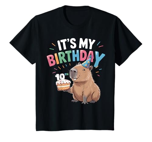Kinder 10. Geburtstag Capybara 10 Jahre alt niedliche Geburtstagsparty T-Shirt Kinder 10. Geburtstag Capybara 10 Jahre alt niedliche Geburtstagsparty T-Shirt von Capybara 10th Birthday