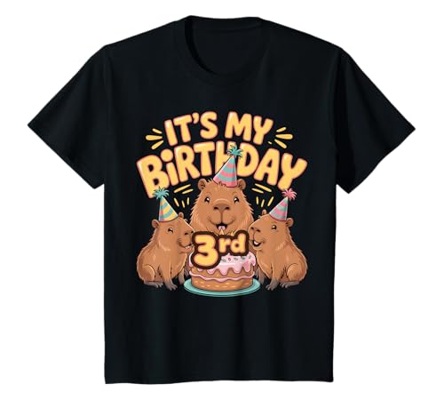 Kinder Es ist Mein 3. Geburtstag Capybara 3 Jahre alt T-Shirt von Capybara 3rd Birthday