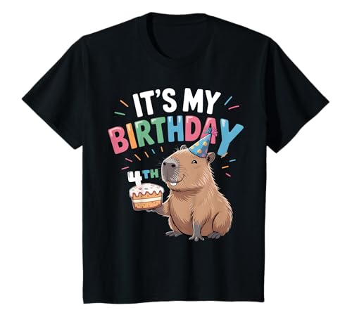 Kinder 4. Geburtstag Capybara 4 Jahre alte Geburtstagsparty T-Shirt Kinder 4. Geburtstag Capybara 4 Jahre alte Geburtstagsparty T-Shirt von Capybara 4th Birthday