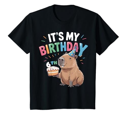 Kinder 6. Geburtstag Capybara 6 Jahre alte Geburtstagsparty T-Shirt von Capybara 6th Birthday