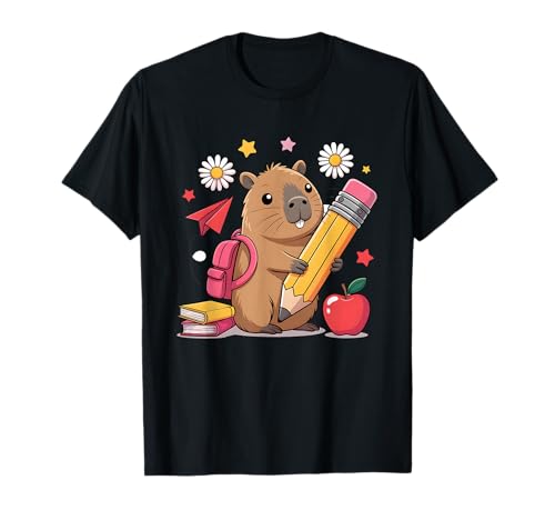 Cute Capybara Backpack Pencil Books Kids Back to School T-Shirt von Capybara Animal Back To School