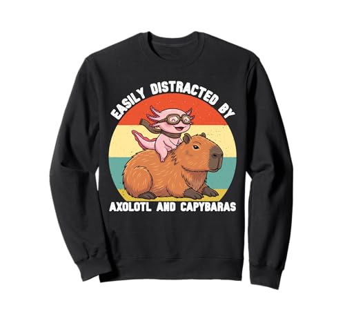 Leicht abgelenkt von Axolotl und Capybaras für Kinder und Jungen Sweatshirt von Capybara Axolotl Lover for Girls Boys Men Kids