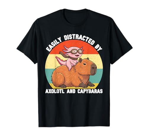 Leicht abgelenkt von Axolotl und Capybaras für Kinder und Jungen T-Shirt von Capybara Axolotl Lover for Girls Boys Men Kids