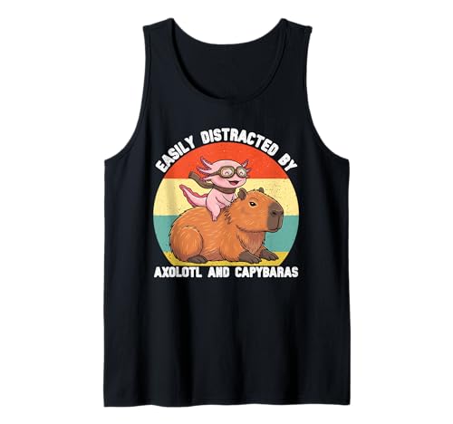 Leicht abgelenkt von Axolotl und Capybaras für Kinder und Jungen Tank Top von Capybara Axolotl Lover for Girls Boys Men Kids