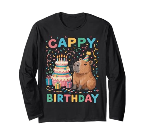 Lustiger Cappy Geburtstag Capybara Jungen Mädchen Kinder Geburtstagsparty Langarmshirt Lustiger Cappy Geburtstag Capybara Jungen Mädchen Kinder Geburtstagsparty Langarmshirt von Capybara Birthday For Boys And Girls