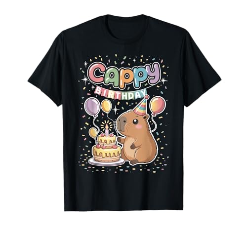 Süße Capybara Geburtstags-Cappy Geburtstagsparty Jungen Mädchen Kinder T-Shirt von Capybara Birthday For Boys And Girls
