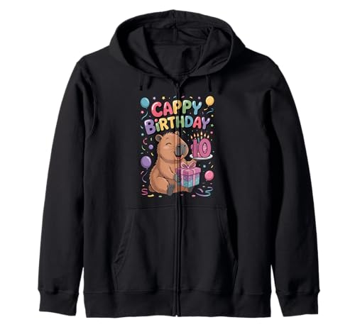Cappy 10. Geburtstag Capybara Liebhaber süße Party Mädchen Kapuzenjacke von Capybara Birthday Party for Boys Girls Cool Tee