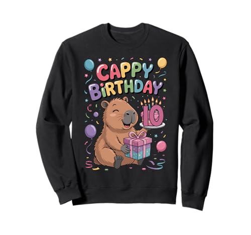 Cappy 10. Geburtstag Capybara Liebhaber süße Party Mädchen Sweatshirt von Capybara Birthday Party for Boys Girls Cool Tee
