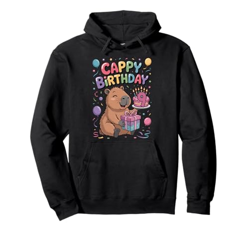 Cappy 9. Geburtstag Capybara Liebhaber süße Party Mädchen Pullover Hoodie von Capybara Birthday Party for Boys Girls Cool Tee