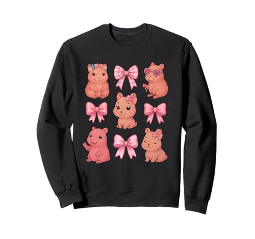 Süße kokette Schleife Capybara Pyjama Pjs Kleidung Mädchen Damen Sweatshirt Süße kokette Schleife Capybara Pyjama Pjs Kleidung Mädchen Damen Sweatshirt von Capybara Christmas Gifts Tee Graphic Tees Girls