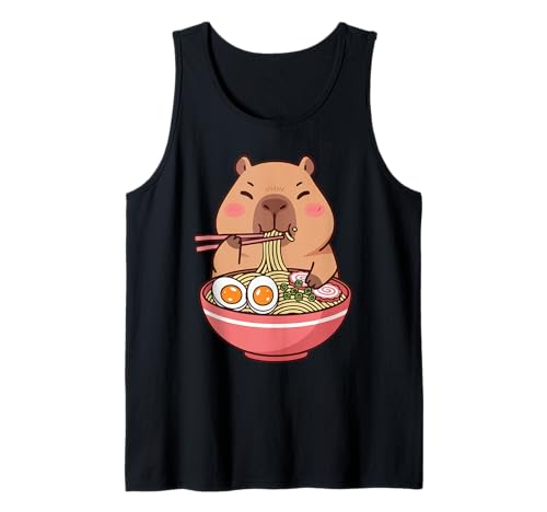 Herren Süße Capybara Ramen Kawaii Kinder Jungen Mädchen Cool Anime Teen Tank Top von Capybara Clothes for Girls Funny Animal Graphic