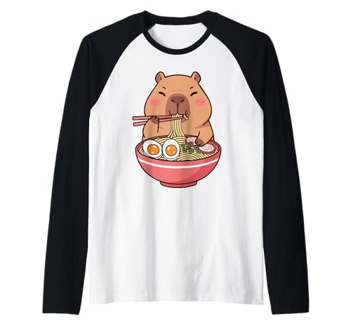 Süße Capybara Ramen Kawaii Kinder Jungen Mädchen Cool Anime Teen Raglan Süße Capybara Ramen Kawaii Kinder Jungen Mädchen Cool Anime Teen Raglan von Capybara Clothes for Girls Funny Animal Graphic