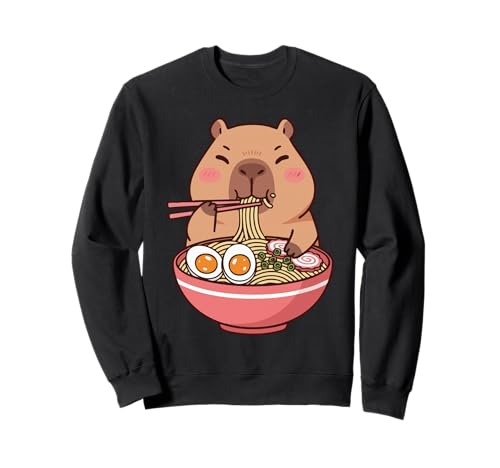 Süße Capybara Ramen Kawaii Kinder Jungen Mädchen Cool Anime Teen Sweatshirt von Capybara Clothes for Girls Funny Animal Graphic