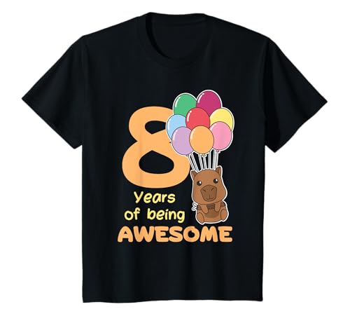 Capybara zum 8. Geburtstag für Kinder acht Jahre alt T-Shirt von Capybara Geburtstags Geschenk süße Tiere