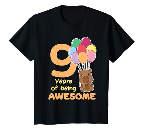 Capybara zum 9. Geburtstag für Kinder neun Jahre alt T-Shirt von Capybara Geburtstags Geschenk süße Tiere