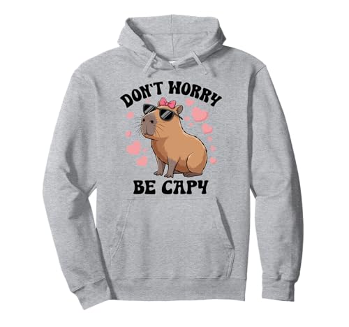 Mädchen Capybara Kleidung Don't Worry Be Capy Cute Animal Kids Pullover Hoodie von Capybara Gifts for Girls Funny Capybaras Stuff Tee
