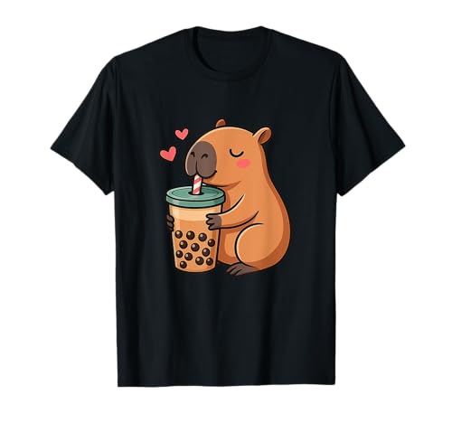 Süße Capybara Drink Bubble Tea Kawaii Junge Mädchen Kinder T-Shirt von Capybara Gifts for Girls Women Clothes Idea