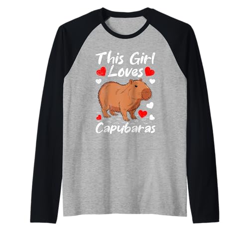 Capybara Fans THIS GIRL LOVES CAPYBARAS Lustig Wasserschwein Raglan von Capybara Lustig Geschenk Wasserschwein Shirt