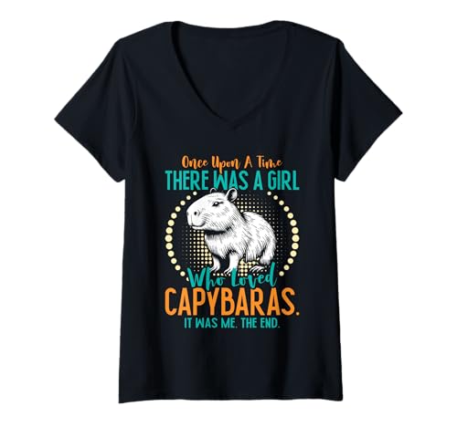 Damen Wasserschwein THERE WAS A GIRL WHO LOVED CAPYBARAS Liebhaber T-Shirt mit V-Ausschnitt Damen Wasserschwein THERE WAS A GIRL WHO LOVED CAPYBARAS Liebhaber T-Shirt mit V-Ausschnitt von Capybara Lustig Geschenk Wasserschwein Shirt