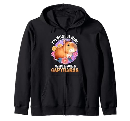 Wasserschwein I'M JUST A GIRL WHO LOVES CAPYBARAS Capybara Kapuzenjacke Wasserschwein I'M JUST A GIRL WHO LOVES CAPYBARAS Capybara Kapuzenjacke von Capybara Lustig Geschenk Wasserschwein Shirt
