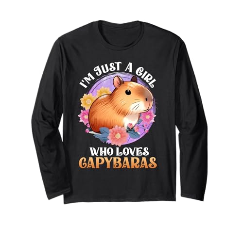 Wasserschwein I'M JUST A GIRL WHO LOVES CAPYBARAS Capybara Langarmshirt von Capybara Lustig Geschenk Wasserschwein Shirt