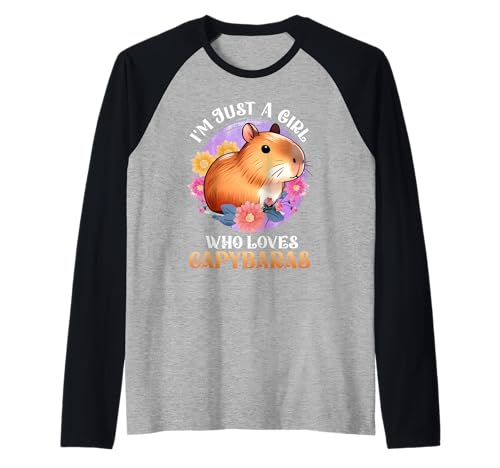 Wasserschwein I'M JUST A GIRL WHO LOVES CAPYBARAS Capybara Raglan Wasserschwein I'M JUST A GIRL WHO LOVES CAPYBARAS Capybara Raglan von Capybara Lustig Geschenk Wasserschwein Shirt