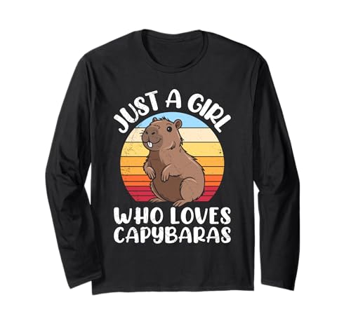 Wasserschwein JUST A GIRL WHO LOVES CAPYBARAS Capybara Langarmshirt Wasserschwein JUST A GIRL WHO LOVES CAPYBARAS Capybara Langarmshirt von Capybara Lustig Geschenk Wasserschwein Shirt