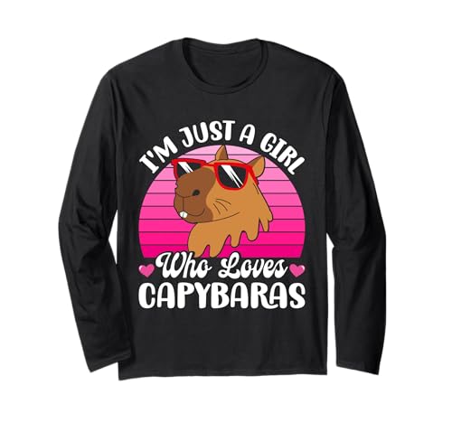 Wasserschwein Kostüm JUST A GIRL WHO LOVES CAPYBARAS Langarmshirt von Capybara Lustig Geschenk Wasserschwein Shirt