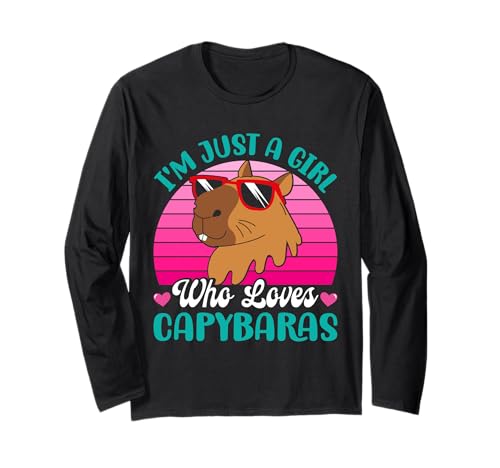 Wasserschwein Kostüm JUST A GIRL WHO LOVES CAPYBARAS Langarmshirt von Capybara Lustig Geschenk Wasserschwein Shirt