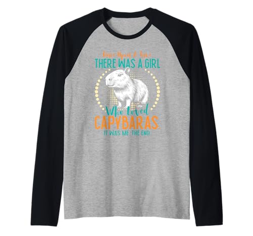 Wasserschwein THERE WAS A GIRL WHO LOVED CAPYBARAS Liebhaber Raglan Wasserschwein THERE WAS A GIRL WHO LOVED CAPYBARAS Liebhaber Raglan von Capybara Lustig Geschenk Wasserschwein Shirt